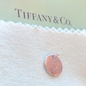 Tiffany Co Signed Notes Initial Letter J 0.5 Inch Pendant Sterling Silver .925